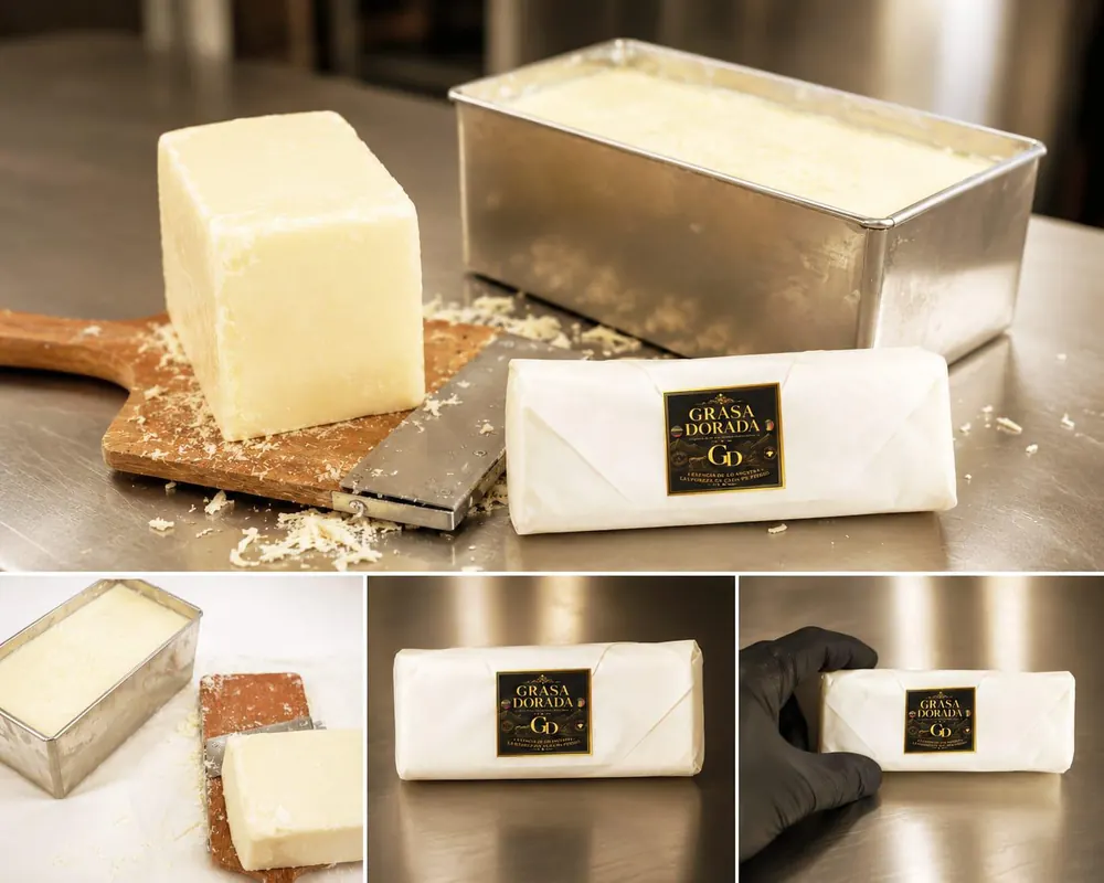 Grasa Dorada — block, mold and pack